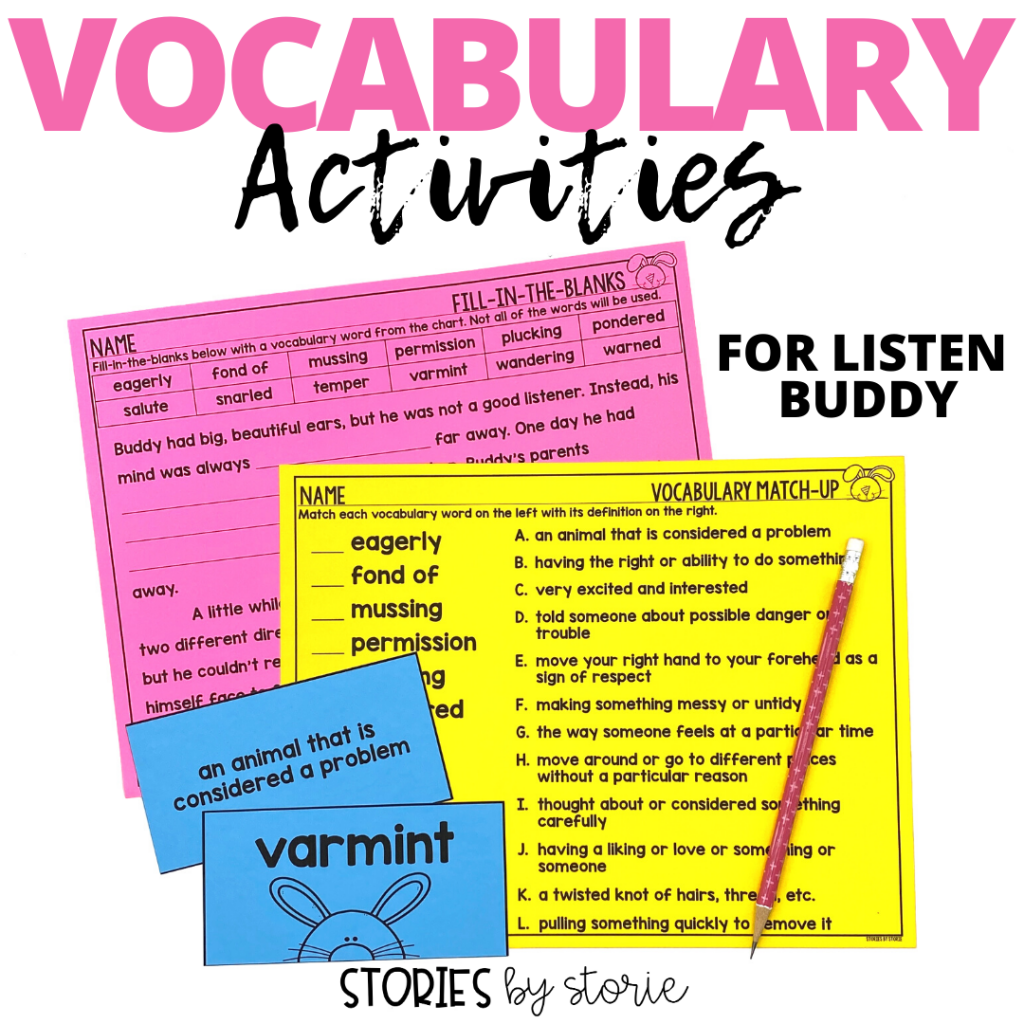 These vocabulary activities can be used with Listen Buddy.
