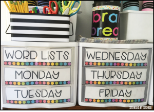 Spelling Organization - use drawers to store worksheets for the week