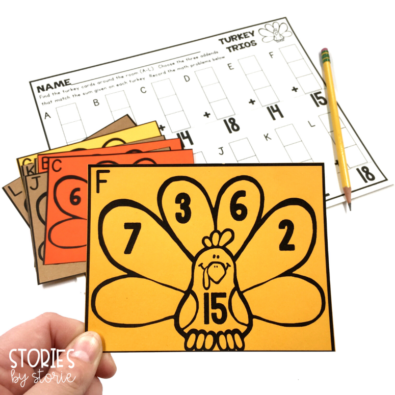 Turkey Trios (Freebie for 3-Addends)