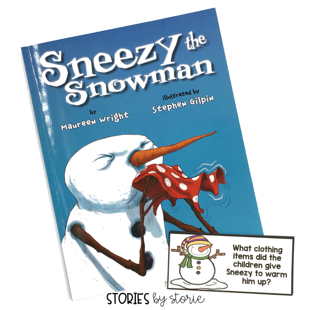 These 6 comprehension questions will help guide the discussion as you read Sneezy the Snowman. Students can also respond to these questions in writing.