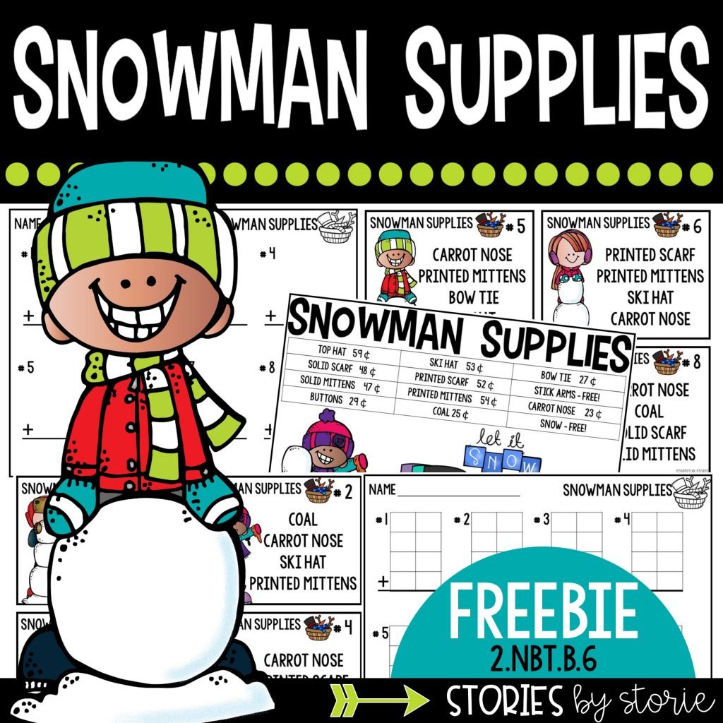 Do your students need more practice with addition with 4 addends? Try this Snowman Supplies freebie!