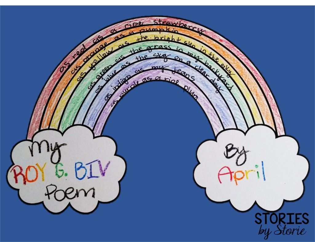 March also brings the beginning of spring, which is my favorite time of year for working on poetry. The changes outdoors provide a lot of inspiration. One of the easiest poems to start with is a rainbow poem. After that we work on a variety of other poetry forms, too.