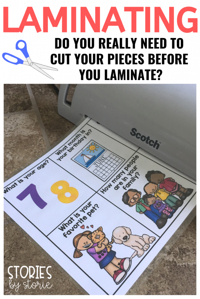 Do you love laminating? I do! For years I have laminated the small pieces of my games and centers to make sure they will last. Because I use small pieces, I have been cutting the pieces, laminating, and then cutting again so the edges would remain sealed after laminating. I started reading stories about teachers who never cut prior to laminating. I was skeptical, but also curious. I had to try it out for myself and here's what happened.