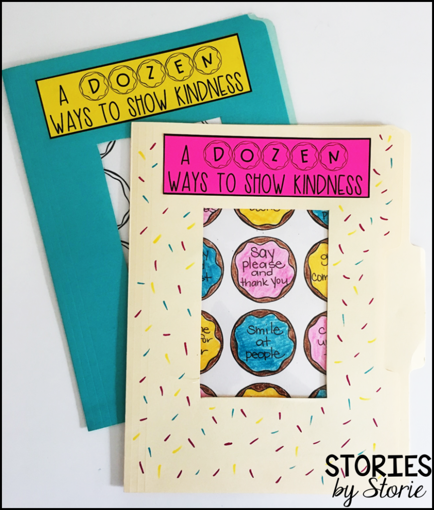 A Dozen Ways to Show Kindness - use file folders to create the look of a donut box