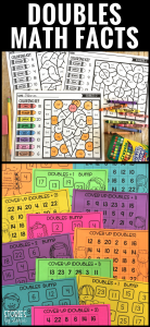 Looking for a fun way to practice doubles facts? Take a look at these games! Students will get the practice they need while having fun. Included are three games for doubles facts, three games for doubles + 1 facts, and three games for doubles + 2 packs. There are also anchor charts, practice pages, and color by number pages.