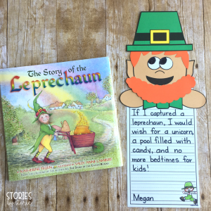 After reading The Story of the Leprechaun, students can make this leprechaun craft and write about their three wishes.