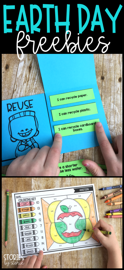 Do you need a quick activity for Earth Day? Take a look at this free sorting activity. Students sort examples under the reduce, reuse, and recycle flaps. There are also four color-by-code activities with an Earth Day theme.