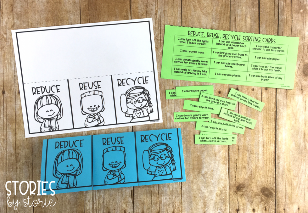 This free sorting activity is perfect to use near Earth Day. Students will glue statements under the reduce, reuse, and recycle flaps.