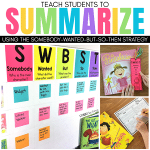 When it’s time to teach my students to summarize, I love to use the Somebody Wanted But So Then (SWBST) strategy. Today I want to share a few tools you can use when teaching this reading strategy.