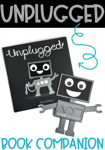 Unplugged by Steve Antony is a picture book that follows Blip, a robot who enjoys being plugged in to her computer. One day she experiences a blackout and ends up outside. When she finally returns, she discovers she enjoys being unplugged. I've created a few resources you can use with your students while reading this story.