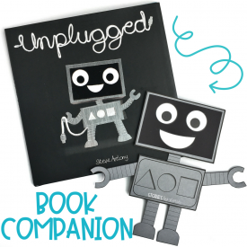 Unplugged by Steve Antony is a picture book that follows Blip, a robot who enjoys being plugged in to her computer. One day she experiences a blackout and ends up outside. When she finally returns, she discovers she enjoys being unplugged. I've created a few resources you can use with your students while reading this story.