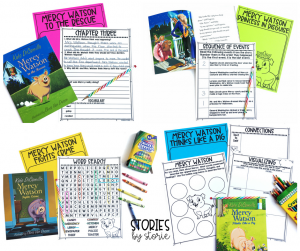 Each of my Mercy Watson book companions contains comprehension questions and vocabulary words for each chapter of the story, a sequence of events page, and a word search. There are also several graphic organizers to guide students through the story.