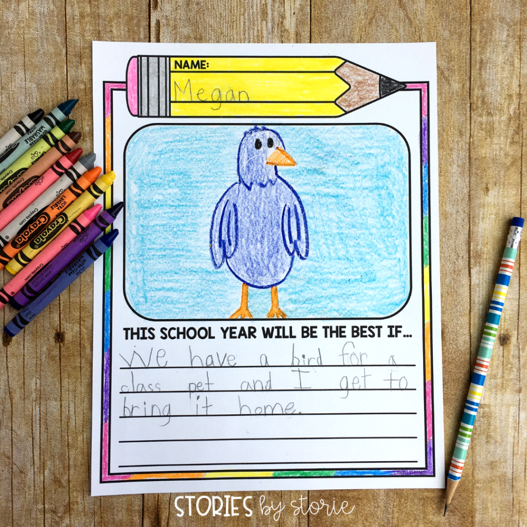 Students can write what will make this school year the best, illustrate, and color their page. These can be put on display or combined to make a class book.