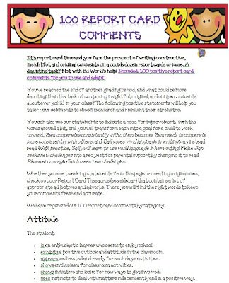 Writing Report Cards