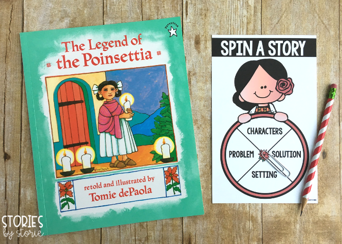 Students can practice story elements with this spinner activity for The Legend of the Poinsettia.