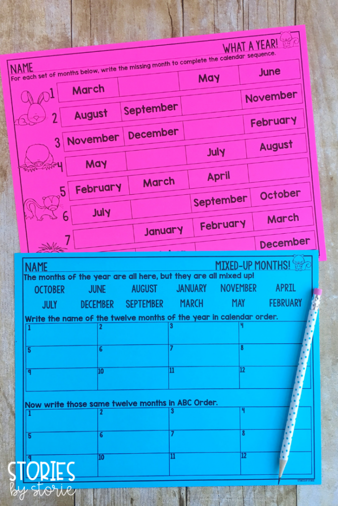 Students can practice their calendar skills with these extension activities for Squirrel's New Year's Resolution. They will work on putting the months of the year into calendar order, ABC order, and telling which month comes next in a sequence.