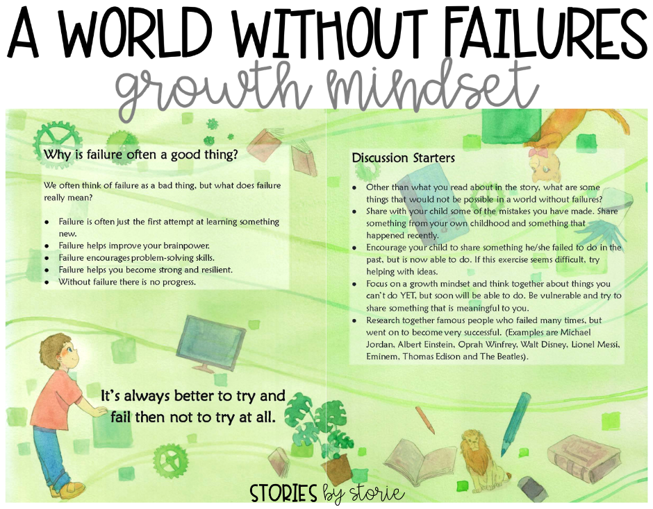A World Without Failures: Growth Mindset by Esther Pia Cordova - This book has a great message for kids about why failure is not always a bad thing!