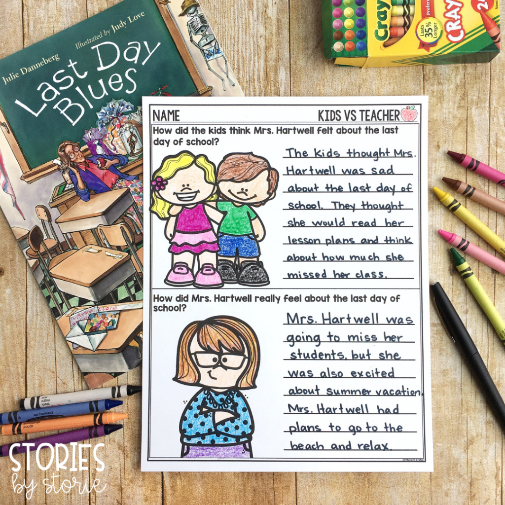 Kids vs. Teacher is an activity to help students focus on point-of-view in the story Last Day Blues by Julie Danneberg.