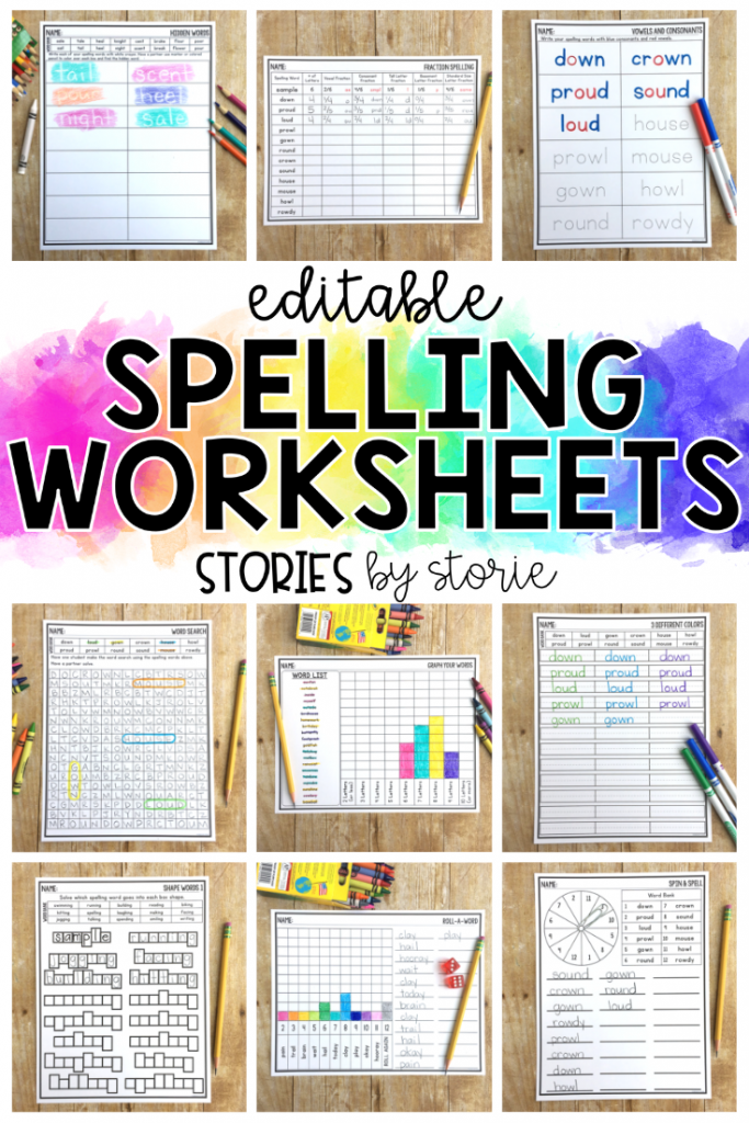 Are you looking for some new ways for your kids to practice their spelling or sight words? These editable spelling worksheets allow kids to practice their words in a variety of ways.