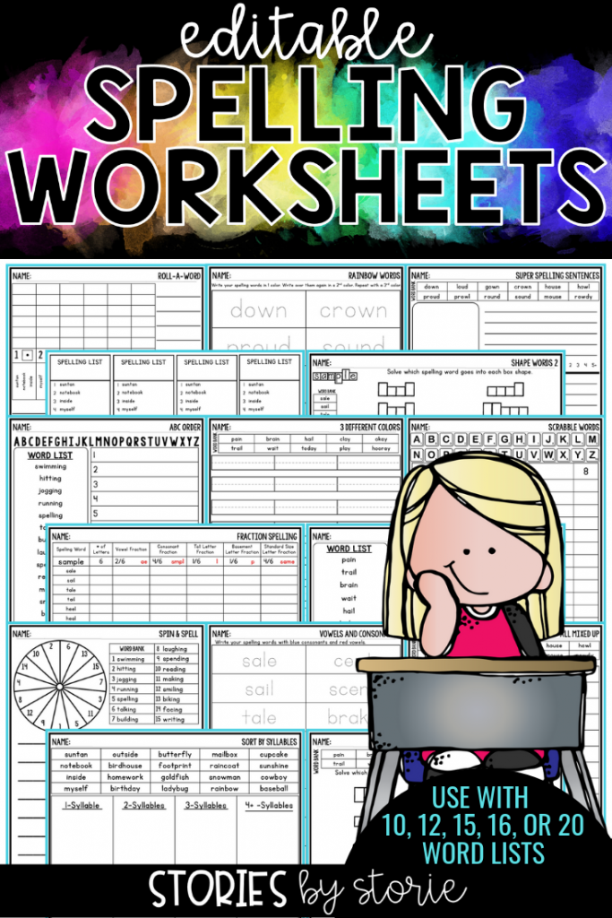 Students need time to practice their spelling words. By having a large number of activities to offer, you can avoid falling into the spelling rut! These low-prep editable spelling worksheets help students practice their words in a fun and engaging way. Type your list of words one time and all of the worksheets will be created at once. Some answer keys will also be created to save you time!
