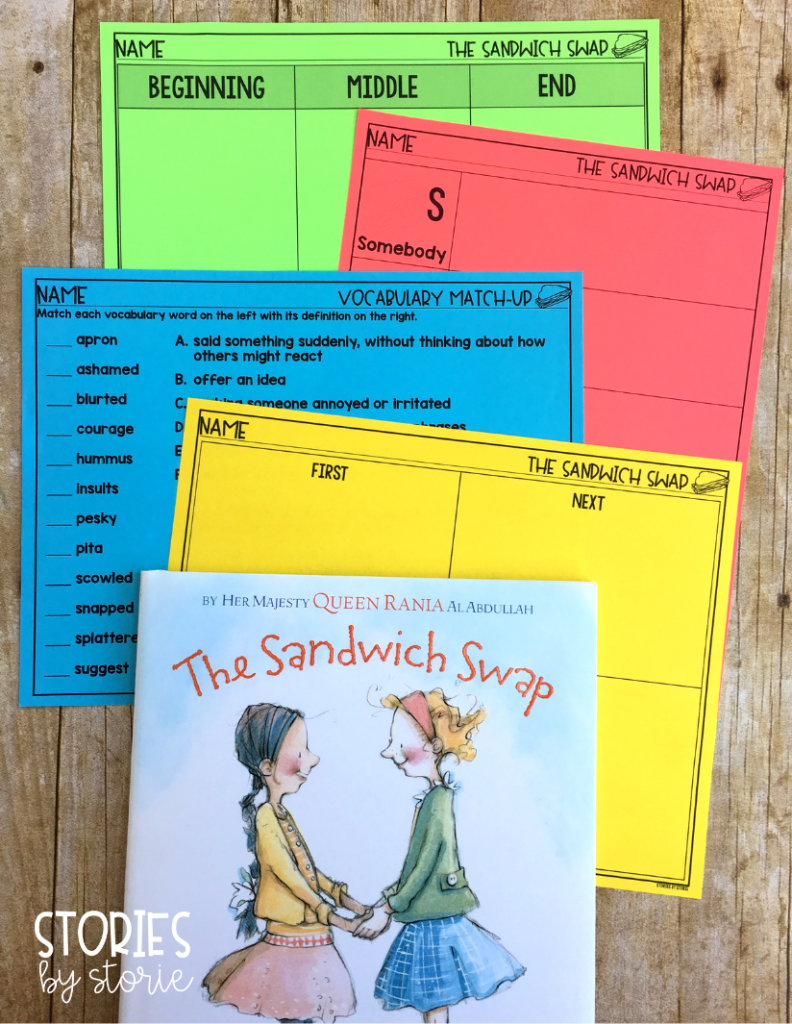 There are several graphic organizers included to summarize or retell The Sandwich Swap. Students can also put their vocabulary knowledge to work with this matching activity.