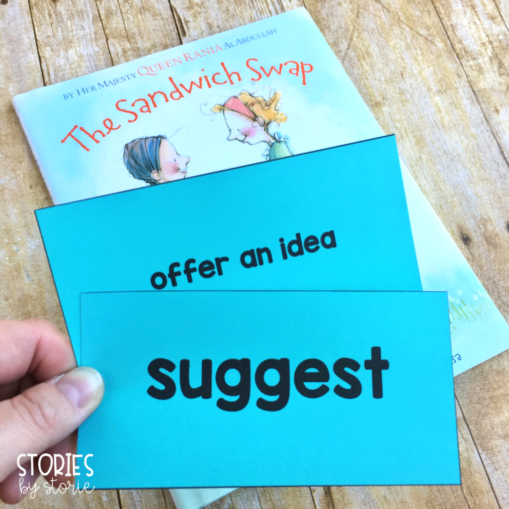 I have included 12 vocabulary cards and definitions to use with The Sandwich Swap. These can be put on display while reading, or used in a matching game.