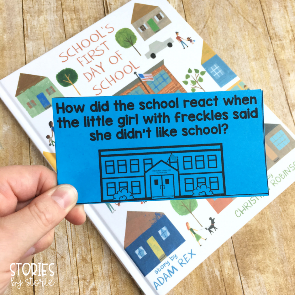 These 12 question cards can help guide your discussion while reading School's First Day of School. There is also an option to have students respond to these questions in written form.