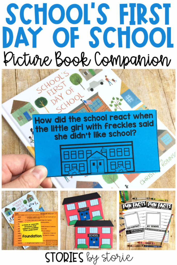 School's First Day of School by Adam Rex is a great story to read while welcoming your students to a new school year. In this story, it's the first day of school and everyone is feeling nervous - even the school! This book is a great way to jump start a conversation about those first day jitters. Here are some activities you can use with this story.
