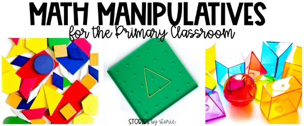 Math manipulatives keep students engaged and provide hands-on opportunities to make learning more concrete. Pattern blocks, geoboards, and geometric solids are some of my favorite math manipulatives for the primary classroom.