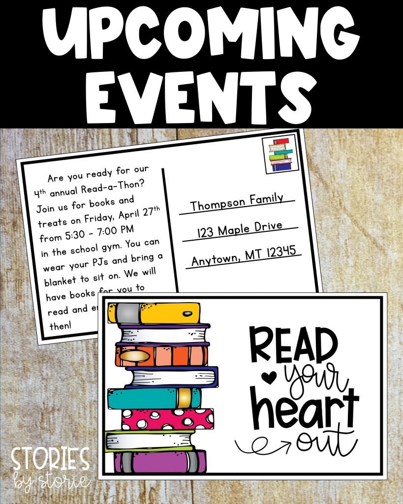 You can use these classroom postcards to send reminders to families about upcoming classroom or school events. You can tuck them into folders to save postage.