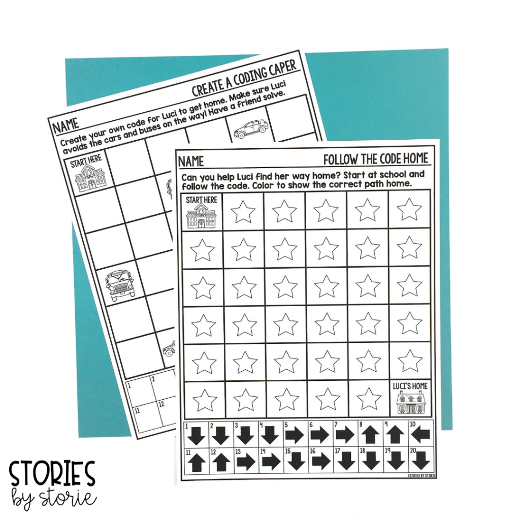 These two coding activities pair well with Coding Capers: Luci and the Missing Robot.