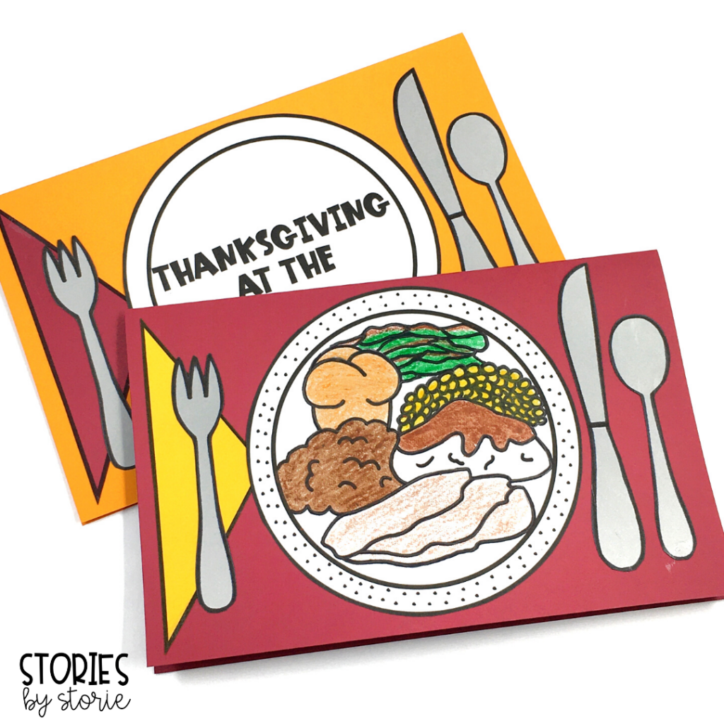After reading Thanksgiving at the Tappletons', students can create this placemat craft. On the outside, students can draw and color a Thanksgiving meal or add their last name to the title. On the inside, students can respond to one of the included writing prompts.