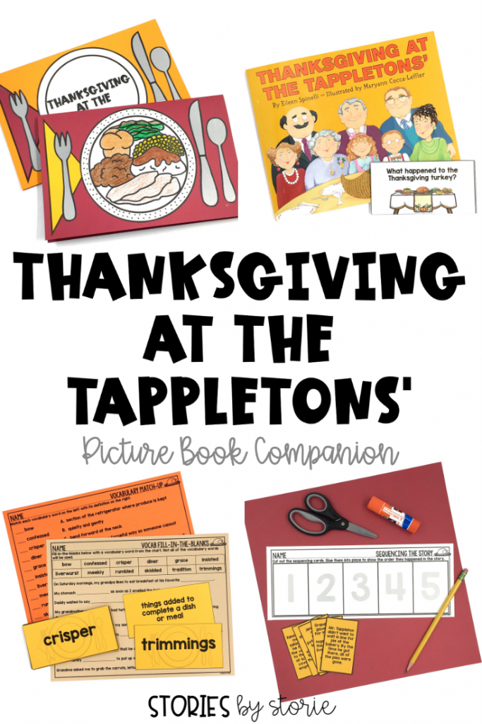 Students can complete these comprehension and vocabulary activities along with a writing craft after reading Thanksgiving at the Tappletons' by Eileen Spinelli. This delightful book shares the true meaning of giving thanks.