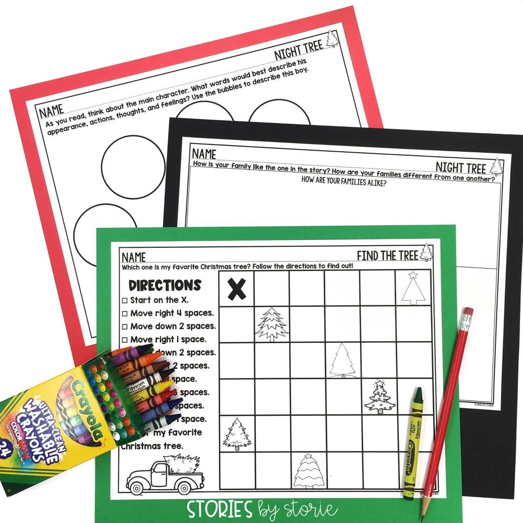 These activities can be paired with Night Tree. There is a tree-themed following directions activity and two character graphic organizers.