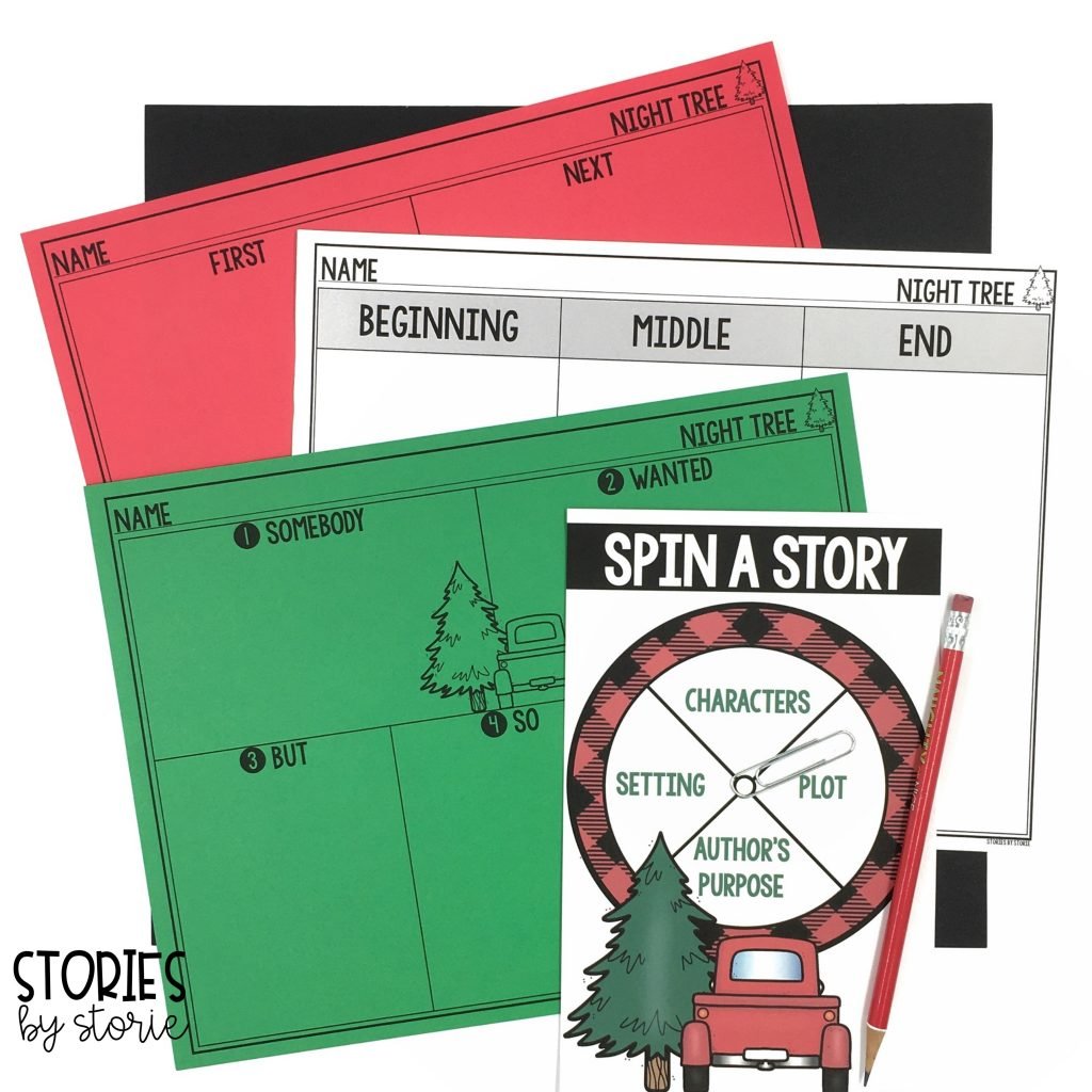 Once students can sequence Night Tree, they are more prepared to retell or summarize the story. I have even included a spinner activity that focuses on story elements.