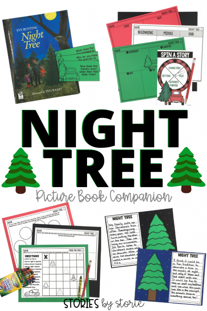 Night Tree by Eve Bunting tells a beautiful story about one family's yearly tradition to decorate a tree for the animals in the woods. This is a great book to add to your December read aloud collection. Here are some activities you can pair with this story.