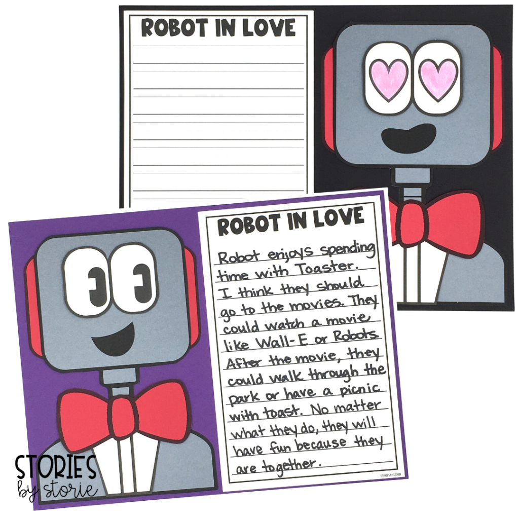 After reading Robot in Love, students can create their own robot using the provided templates. This robot craft pairs well with a piece of writing and would make a great hallway display!