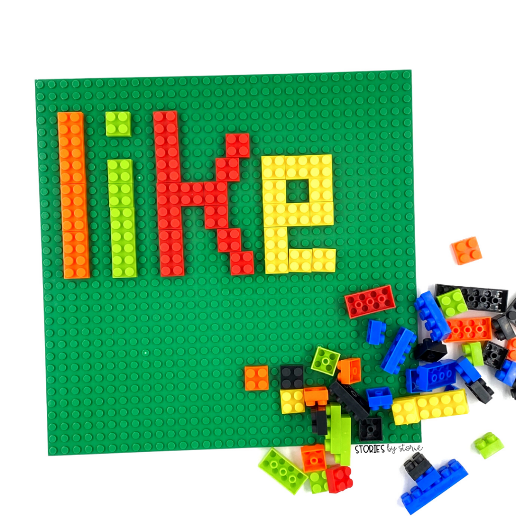 Are you looking for some new ways for your kids to practice their spelling or sight words? Grab some Legos or building bricks. Kids can build their words letter by letter. This will also provide some creative problem solving skills to create curved letters on the board.