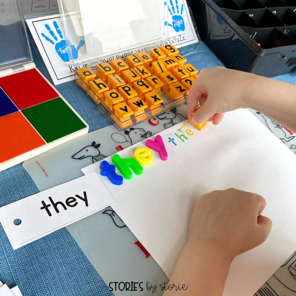 Are you looking for some new ways for your kids to practice their spelling or sight words? Pull out some magnetic letters or alphabet stamps. These materials give kids a fun, hands-on way to work with their words!