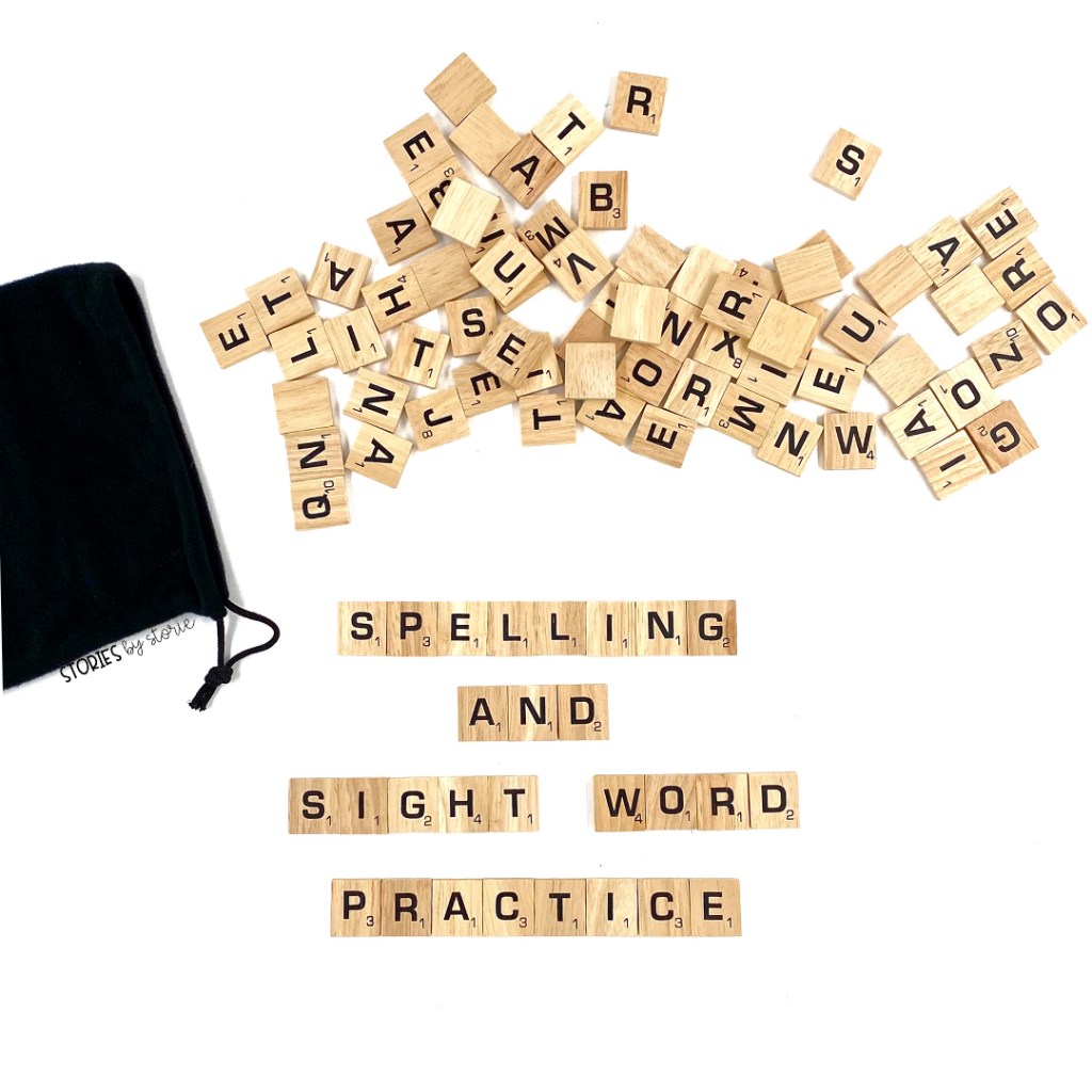 Are you looking for some new ways for your kids to practice their spelling or sight words? Borrow the tiles from a Scrabble Game. Not only can kids work with their words, but they can tie in some math skills, too!