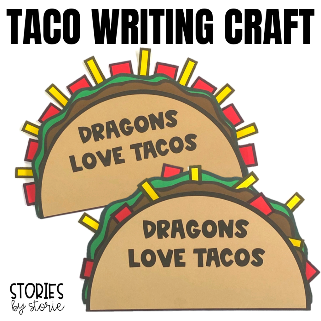 After reading Dragons Love Tacos, students can put together this taco writing craft. This craft includes templates to build a taco with meat, lettuce, cheese, and tomatoes. I have also included several suggestions for writing prompts, but you can always choose your own. These writing prompts can be glued inside the taco.