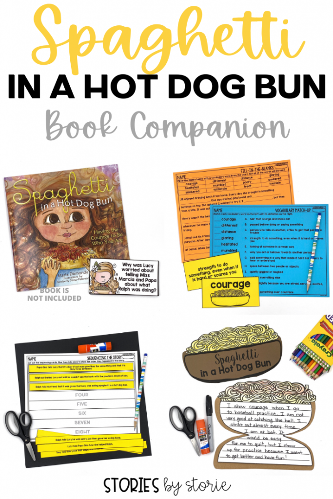 This book companion contains activities for the book Spaghetti in a Hot Dog Bun by Maria Dismondy. It includes comprehension questions, vocabulary activities, graphic organizers, and a spaghetti in a hot dog bun craft.