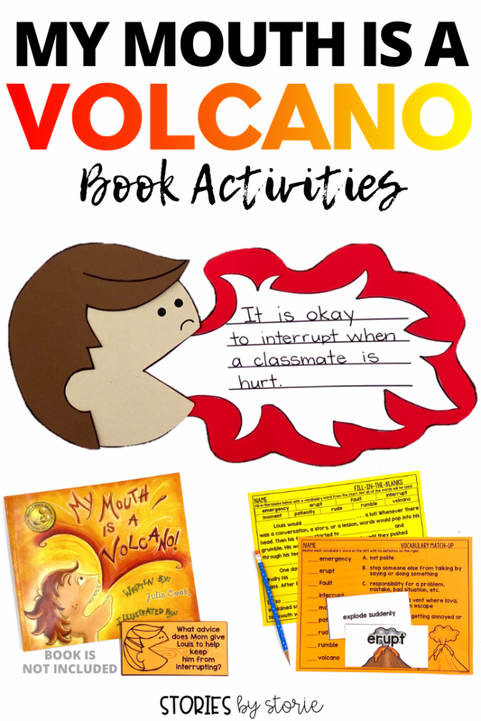 Is interrupting a problem in your classroom? It's time to share My Mouth is a Volcano by Julia Cook. These comprehension and vocabulary activities will help guide your students through the book. Students can create a volcano mouth kid craft to share their learning, too!