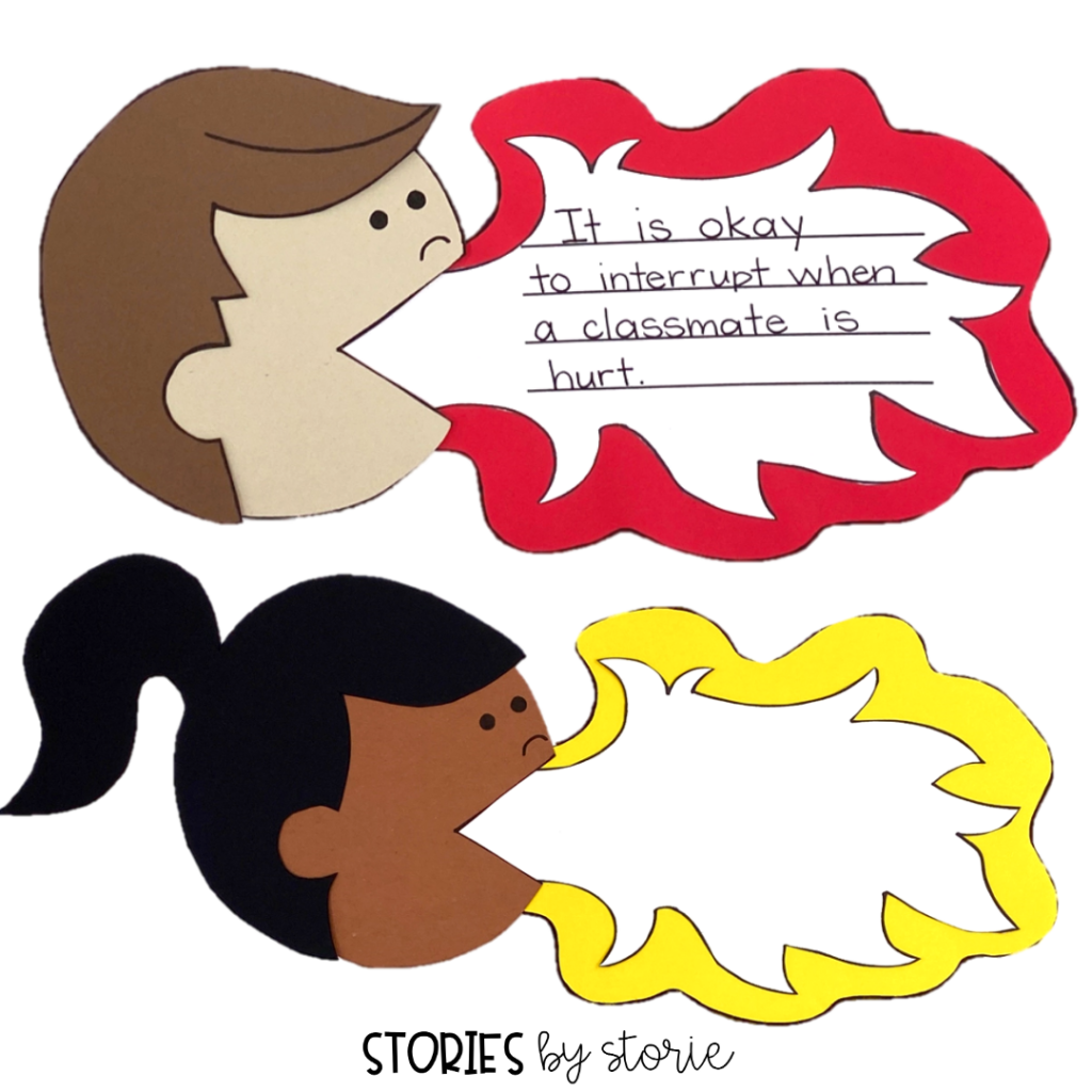 Learning when it's okay to interrupt is a tough concept for kids. Try sharing My Mouth is a Volcano by Julia Cook. After brainstorming as a class, students can add one example to their volcano mouth craft.