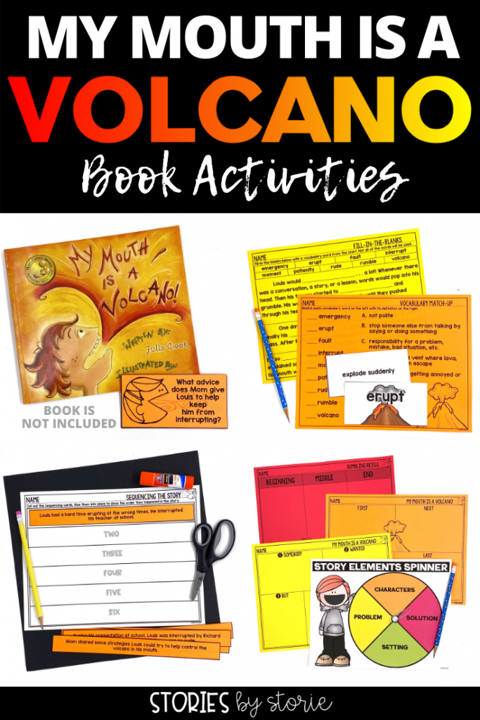 Is interrupting a problem in your classroom? It's time to share My Mouth is a Volcano by Julia Cook. These comprehension and vocabulary activities will help guide your students through the book. Students can create a volcano mouth kid craft to share their learning, too!
