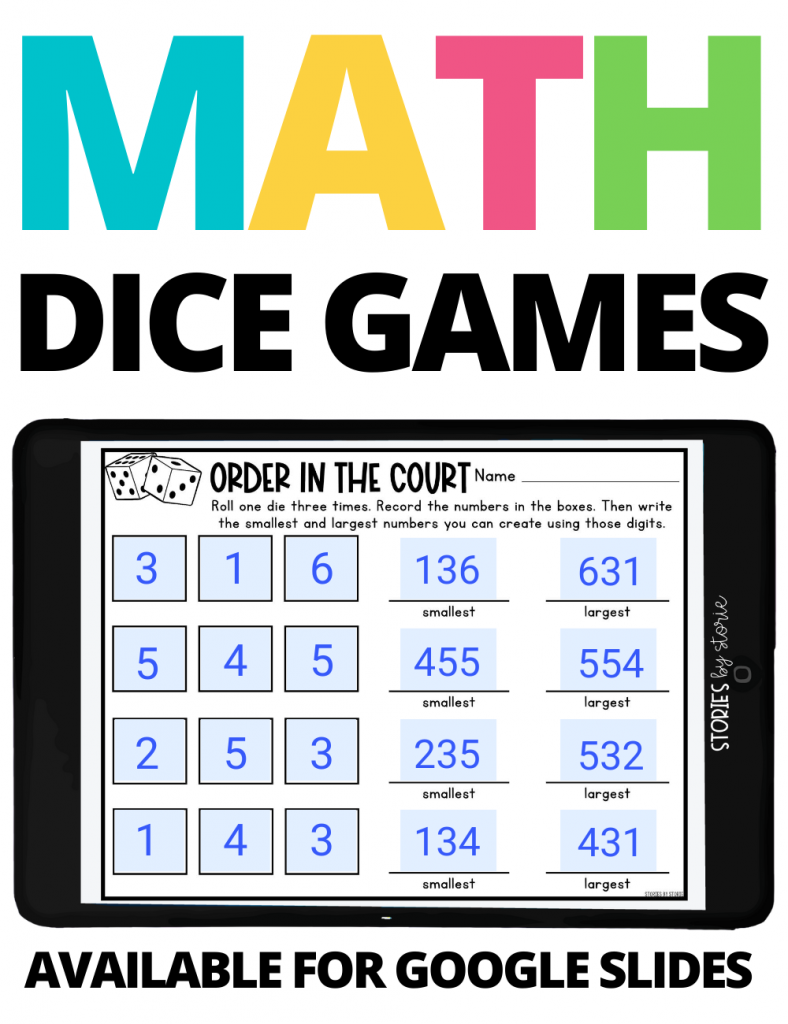 These digital math dice games allow your students to play in the classroom or at home in Google Slides. Students can practice addition, subtraction, place value, and more in a fun and engaging way!