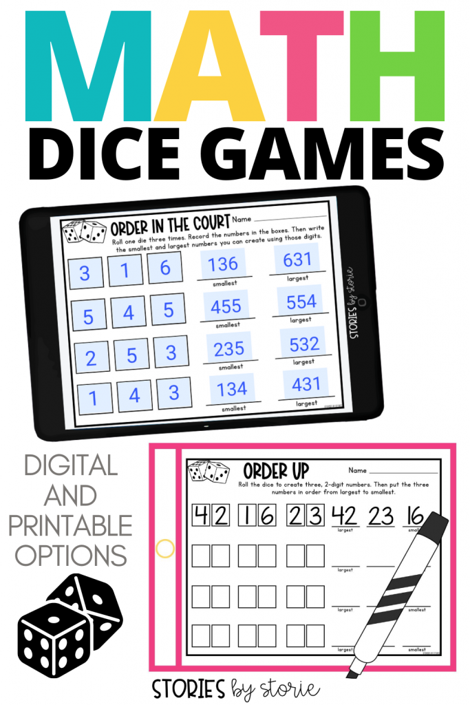 Kids love to play dice games, but some teachers shy away from them due to management issues and lack of time. When you combine dice games your students can play independently AND practice math skills at the same time, it's a win-win situation for the classroom. I want to share my favorite math dice games that your students can play in the classroom or from home.