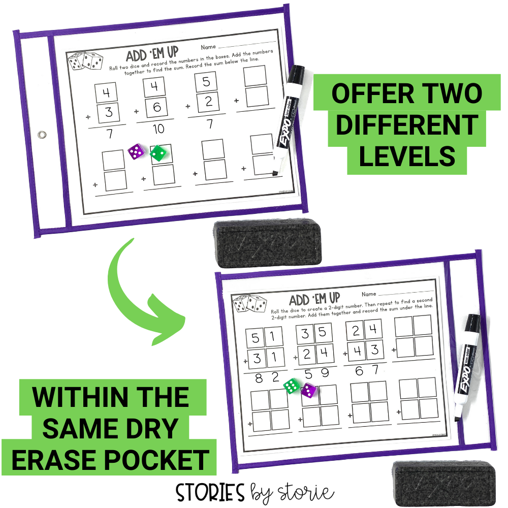 Once taught, kids can play these math dice games independently and practice key math skills. Many games have options for differentiation, too. Add these math activities to your centers, math rotations, or fast finishers bin.