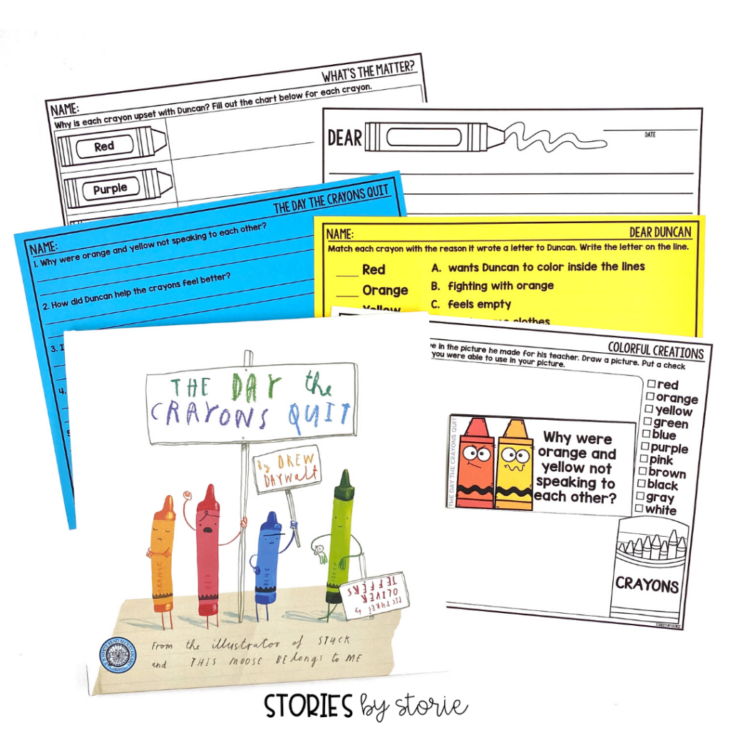 Here are a handful of activities to pair with The Day the Crayons Quit by Drew Daywalt. This includes discussion questions, graphic organizers, and more!