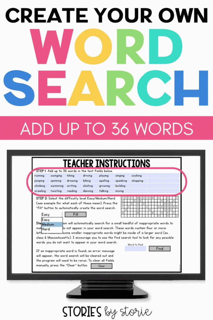 This word search maker allows you to create a variety of puzzles for your own list of words. Enter your list of words, select the difficulty level, and choose a clipart image to create your puzzle and answer key. 